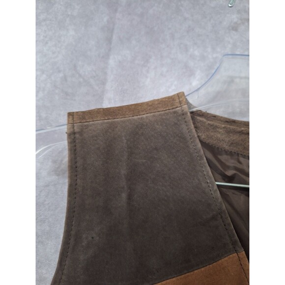 Vintage 90s Leather Suede Patchwork Vest Womens Sz Large Western Grunge Boho - Picture 4 of 10